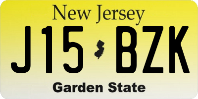 NJ license plate J15BZK