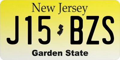 NJ license plate J15BZS