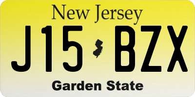 NJ license plate J15BZX