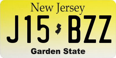 NJ license plate J15BZZ