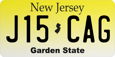 NJ license plate J15CAG