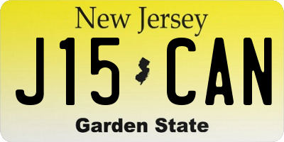 NJ license plate J15CAN