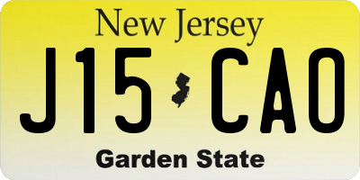 NJ license plate J15CAO