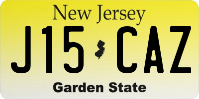 NJ license plate J15CAZ