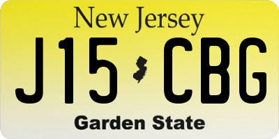 NJ license plate J15CBG