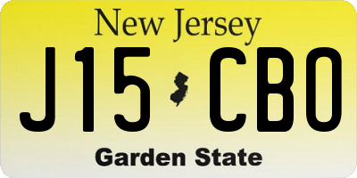 NJ license plate J15CBO
