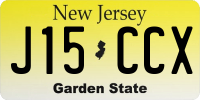 NJ license plate J15CCX