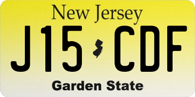 NJ license plate J15CDF