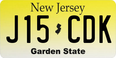 NJ license plate J15CDK