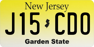 NJ license plate J15CDO