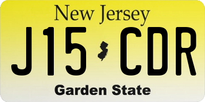 NJ license plate J15CDR