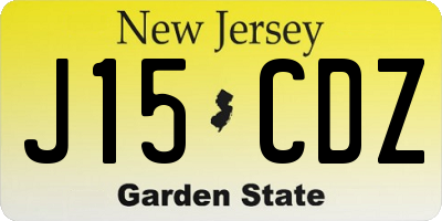 NJ license plate J15CDZ