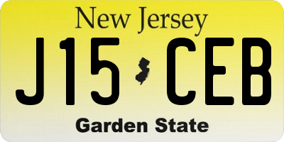 NJ license plate J15CEB