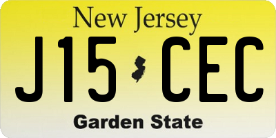 NJ license plate J15CEC