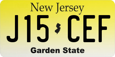 NJ license plate J15CEF