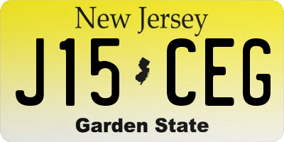 NJ license plate J15CEG