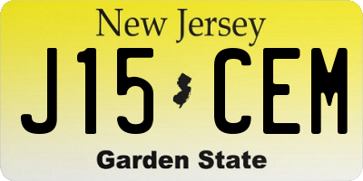 NJ license plate J15CEM