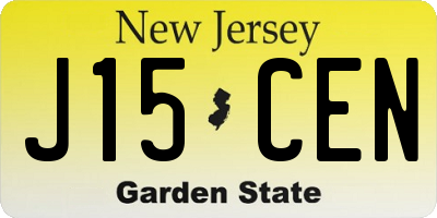 NJ license plate J15CEN