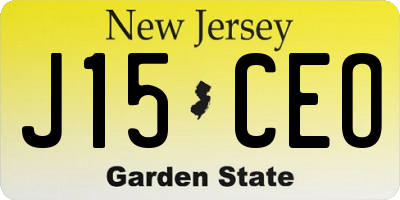 NJ license plate J15CEO
