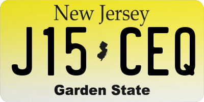 NJ license plate J15CEQ