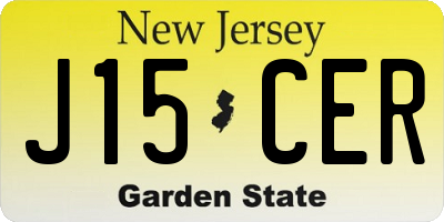 NJ license plate J15CER