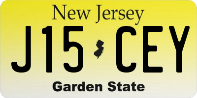 NJ license plate J15CEY