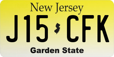 NJ license plate J15CFK