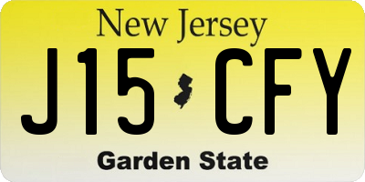 NJ license plate J15CFY