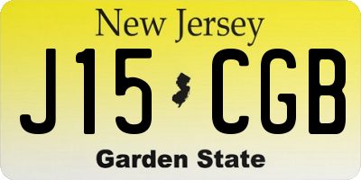 NJ license plate J15CGB