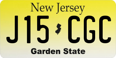 NJ license plate J15CGC