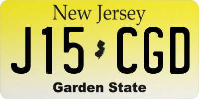 NJ license plate J15CGD