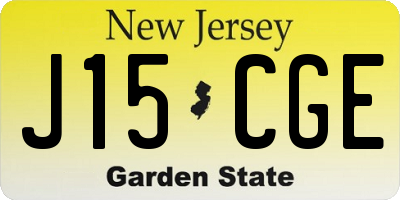 NJ license plate J15CGE