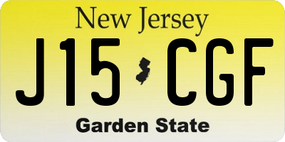NJ license plate J15CGF