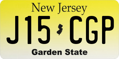 NJ license plate J15CGP