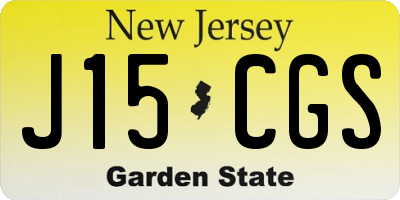 NJ license plate J15CGS