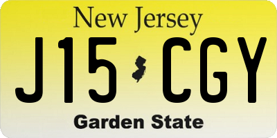 NJ license plate J15CGY