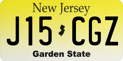 NJ license plate J15CGZ