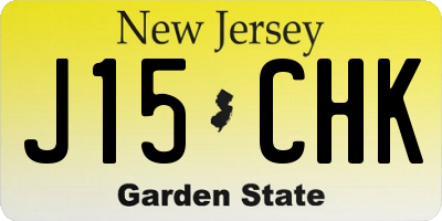 NJ license plate J15CHK