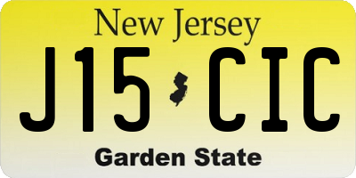 NJ license plate J15CIC