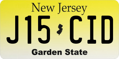 NJ license plate J15CID
