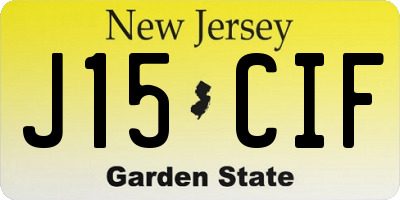 NJ license plate J15CIF