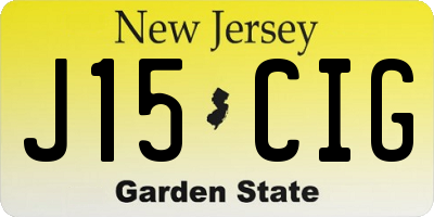 NJ license plate J15CIG