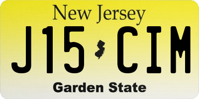 NJ license plate J15CIM
