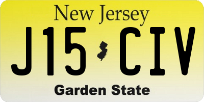 NJ license plate J15CIV
