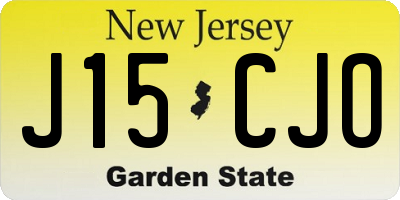 NJ license plate J15CJO
