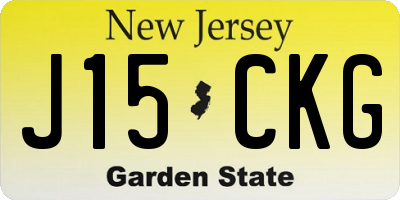 NJ license plate J15CKG