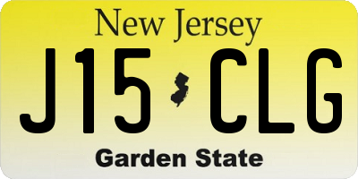 NJ license plate J15CLG