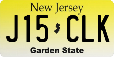 NJ license plate J15CLK