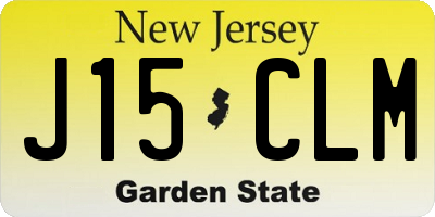 NJ license plate J15CLM