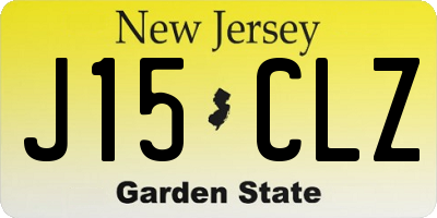 NJ license plate J15CLZ